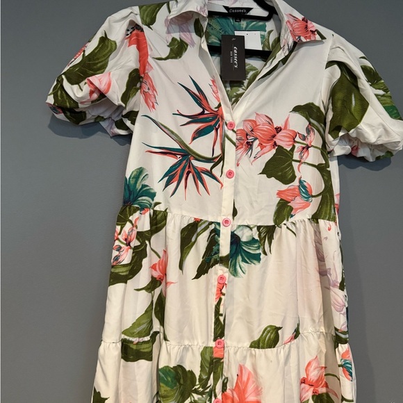 Elegant Floral High-Low Dress with Belt - Picture 4 of 8